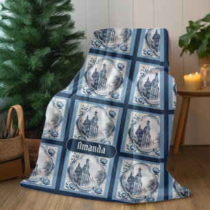 Manta Polar Asombroso palacio floral chinoiserie toile monogra