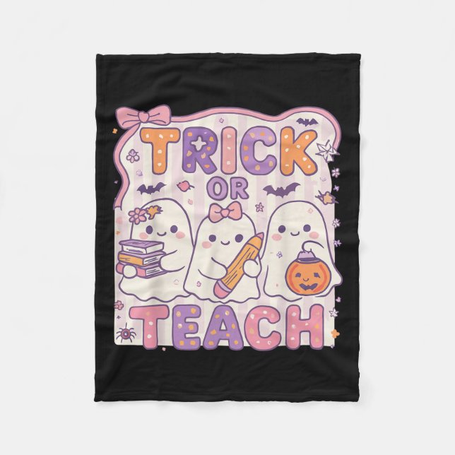 Manta Polar Aspecto De Maestra De Halloween Trick O Teach Retr (Anverso)