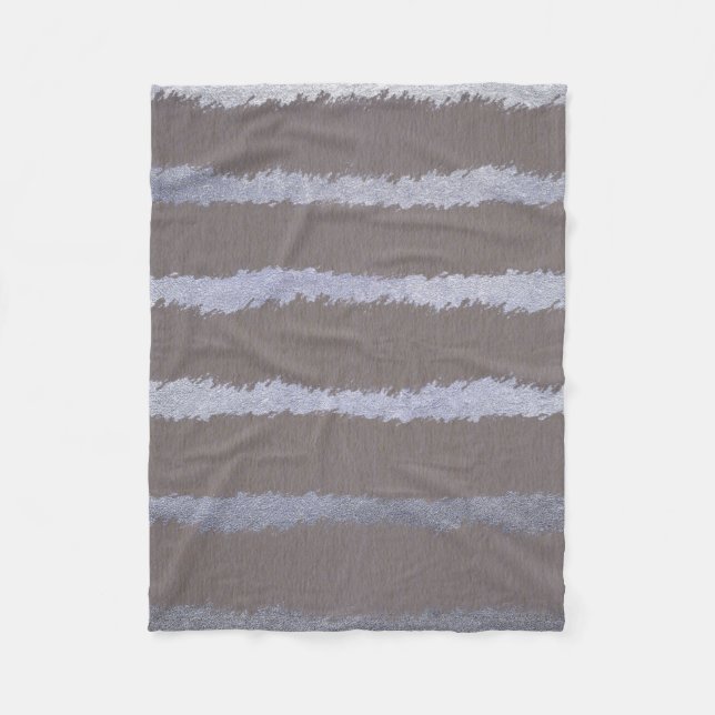 Manta Polar Aspecto moderno de taupe gris plateado a rayas (Anverso)