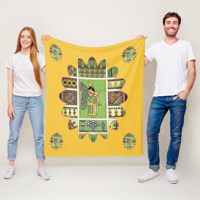 Manta Polar Assyrian Anunnaki Fleece Blanket (In situ)