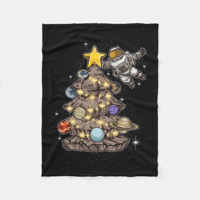 Manta Polar Astronauta Decora Un Árbol De Navidad En El Espaci (Anverso)