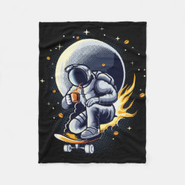 Manta Polar Astronauta montando monopatín con café