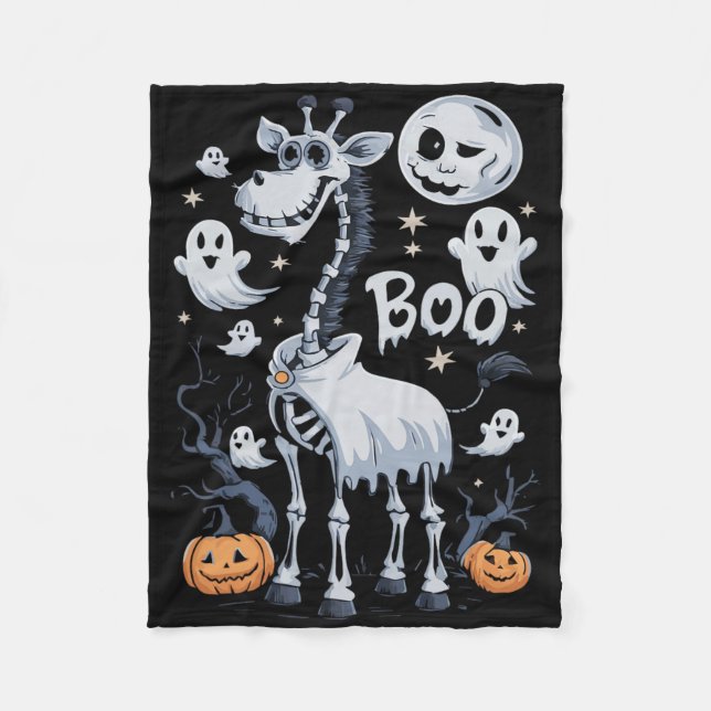 Manta Polar Asustado Escrúpulo Giraffe En Fantasmas Halloween (Anverso)