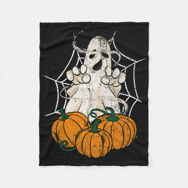 Manta Polar Asustado Halloween Noche Calabaza Ghoul Spider Web (Anverso)