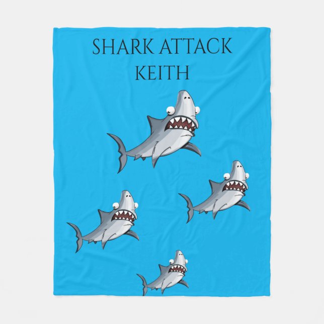 Manta Polar "ATAQUE DE TIBURÓN" cobertizo y nombre personaliza (Anverso)