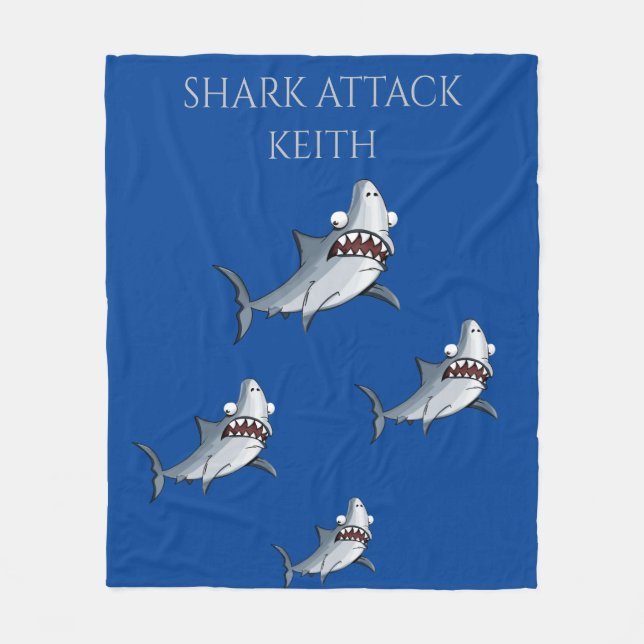 Manta Polar "ATAQUE DE TIBURÓN" cobertizo y nombre personaliza (Anverso)