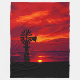 Manta Polar Atardecer de molino de viento