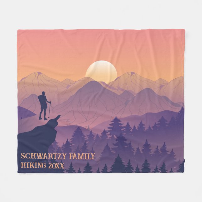 Manta Polar Atardecer de montaña violeta morada de montaña (Frente (Horizontal))