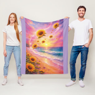 Manta Polar Atardecer de Paz Infinita: Girasoles Mágicos 