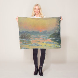 Manta Polar Atardecer en el río Sena en invierno (Claude Monet