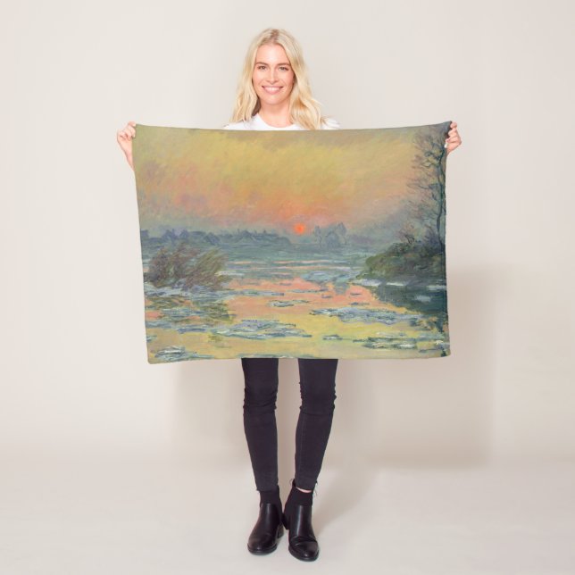 Manta Polar Atardecer en el río Sena en invierno (Claude Monet (In situ)