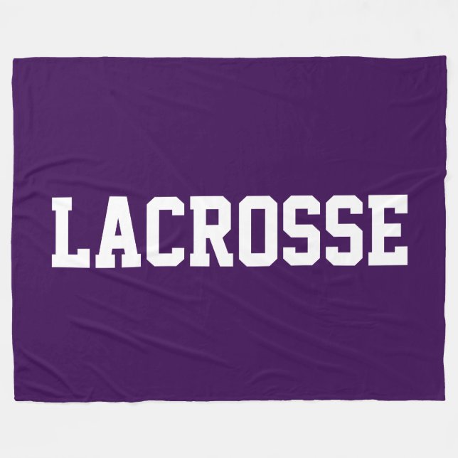 Manta Polar Athletic Bold White LACROSSE Text On Dark Purple (Frente (Horizontal))