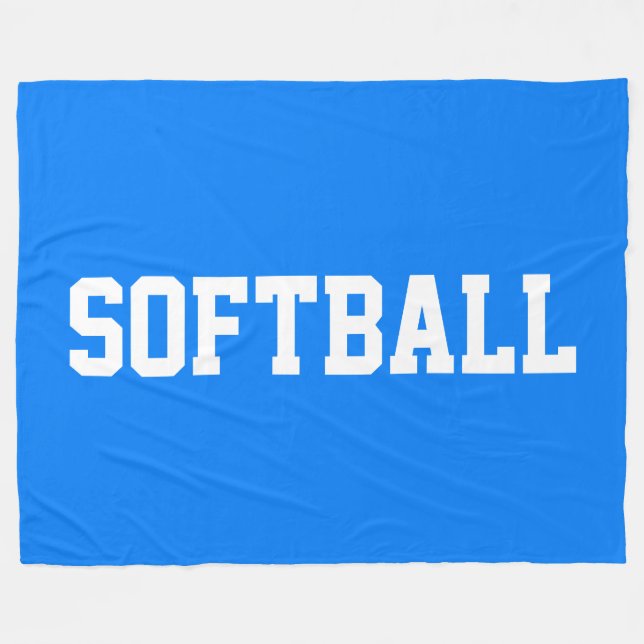 Manta Polar Athletic Bold White SOFTBALL Text On Bright Blue (Frente (Horizontal))