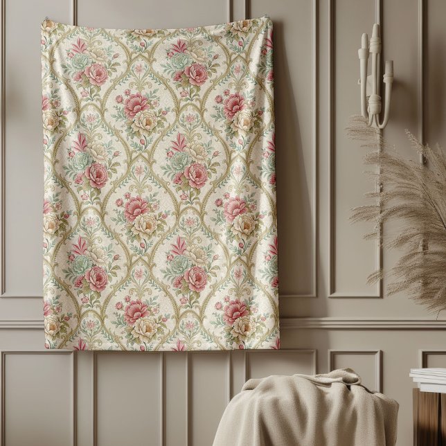 Manta Polar Atmósfera Cálida e Invitante de Damasco Victoriano (Classic Victorian Damask Warm Inviting Atmosphere Fleece Blanket)