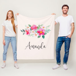 Manta Polar Atractivo Bouquet de flores rosadas de Bonito