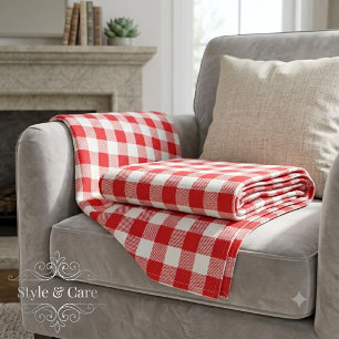 Manta Polar Atractivo patrón de cuadros gingham rojo