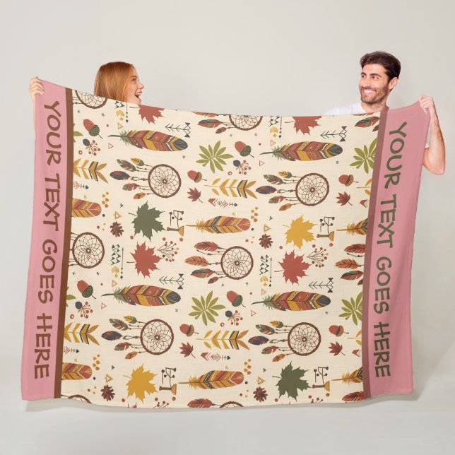 Manta Polar Atrapasueños personalizado boho de otoño y hojas (In situ)