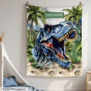 Manta Polar Audaz T-Rex Nombre personalizado para niños person
