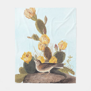 Manta Polar Audubon Vesper Sparrow y Pricky Pear Cactus