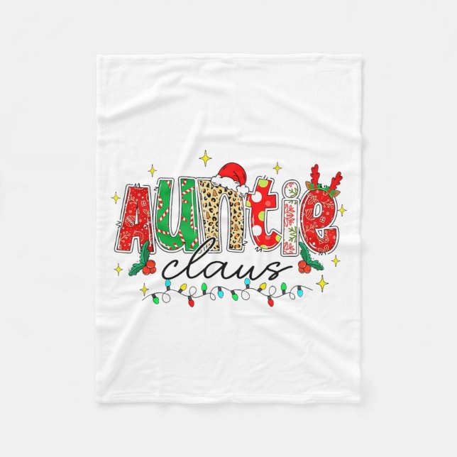 Manta Polar Auntie Claus Aunt Christmas Lights Pajama Family M (Anverso)