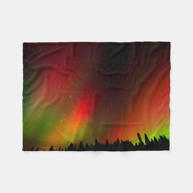 Manta Polar Aurora boreal y árboles (Frente (Horizontal))