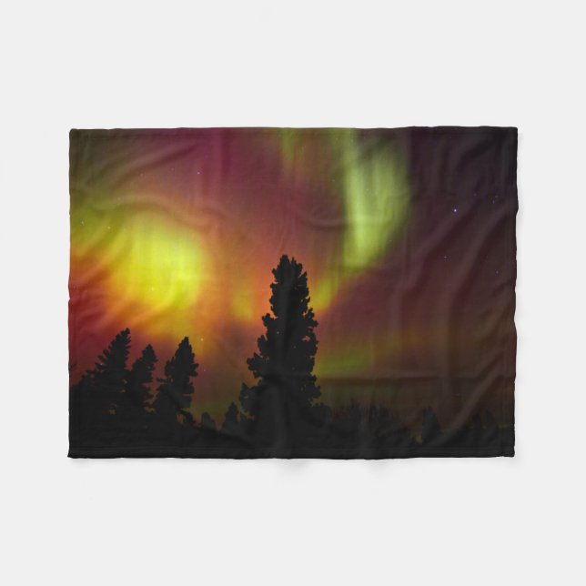 Manta Polar Aurora boreal y árboles (Frente (Horizontal))