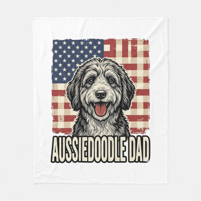 Manta Polar Aussiedoodle Dad Patriotic Vintage Dog Shirt Desig (Anverso)