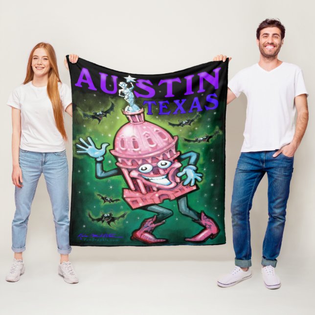 Manta Polar Austin Texas Fleece Blanket (In situ)