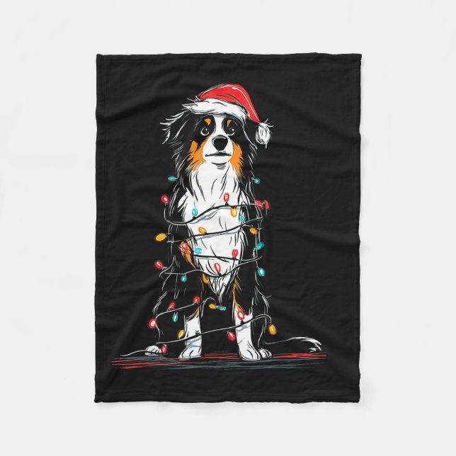 Manta Polar Australian Shepherd Christmas Graphics Dog Lights  (Anverso)