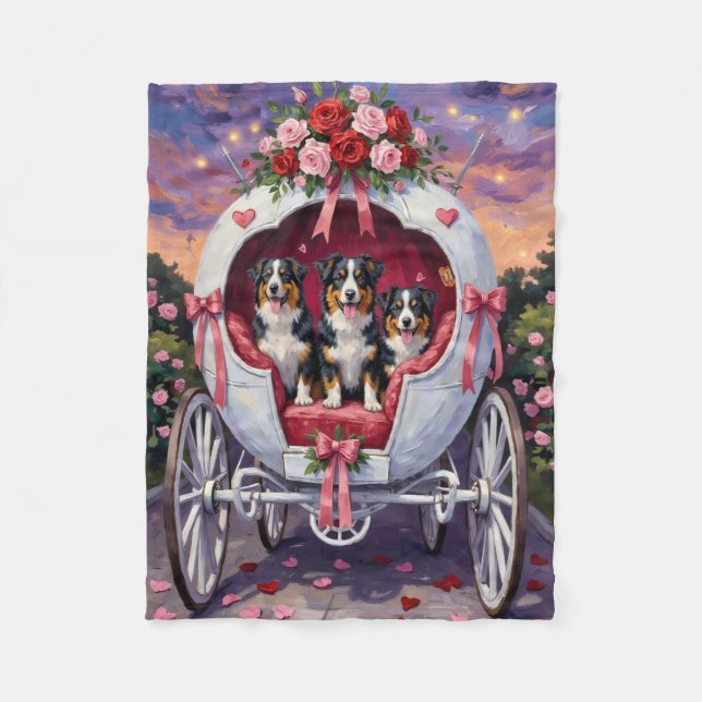 Manta Polar Australian Shepherd Dog Valentine's Day  (Anverso)