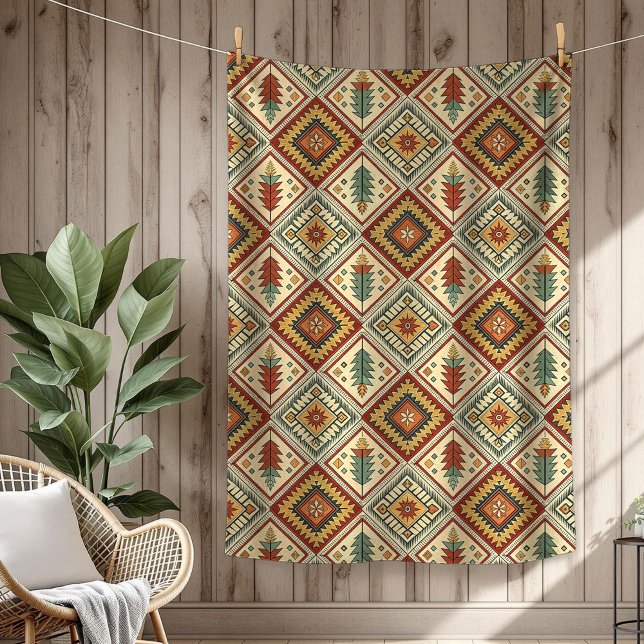 Manta Polar Auténticas tribales audaces patrones étnicos de co (Rustic native heritage décor Blanket,)