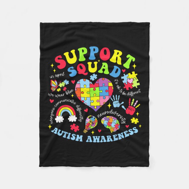 Manta Polar Autism Awareness Autism Support Squad Family Heart (Anverso)