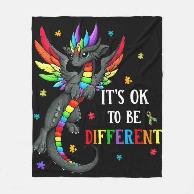 Manta Polar Autism Awareness Day Dragon Gift It's Ok To Be Dif (Anverso)