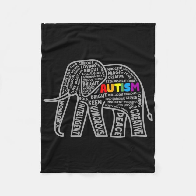 Manta Polar Autism Awareness Elephant Tygraphy T Shirt  (Anverso)