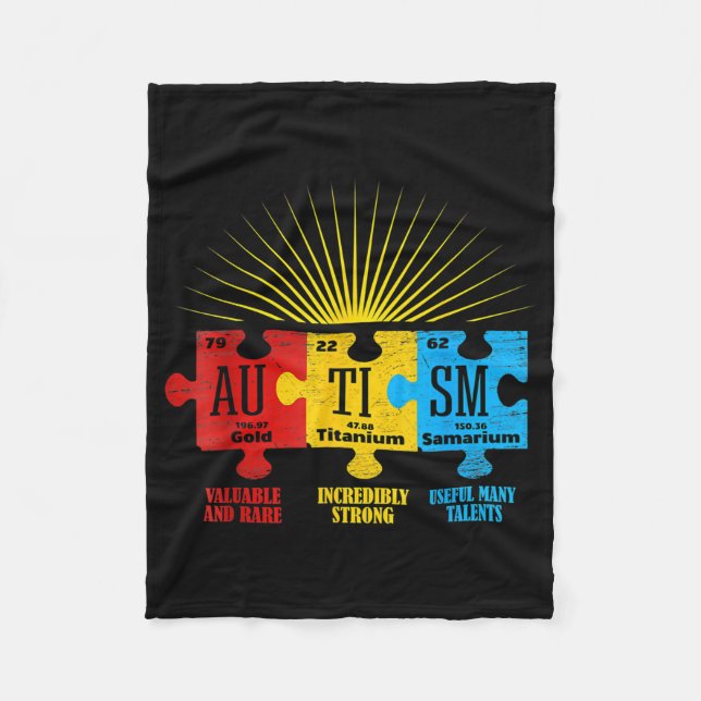Manta Polar Autism Awareness Puzzle Elemento químico T-Shirt14 (Anverso)