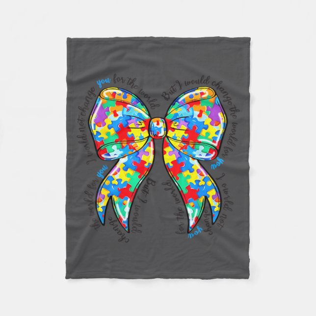 Manta Polar Autism Coquette Bow Puzzle Autism Awareness Proud  (Anverso)