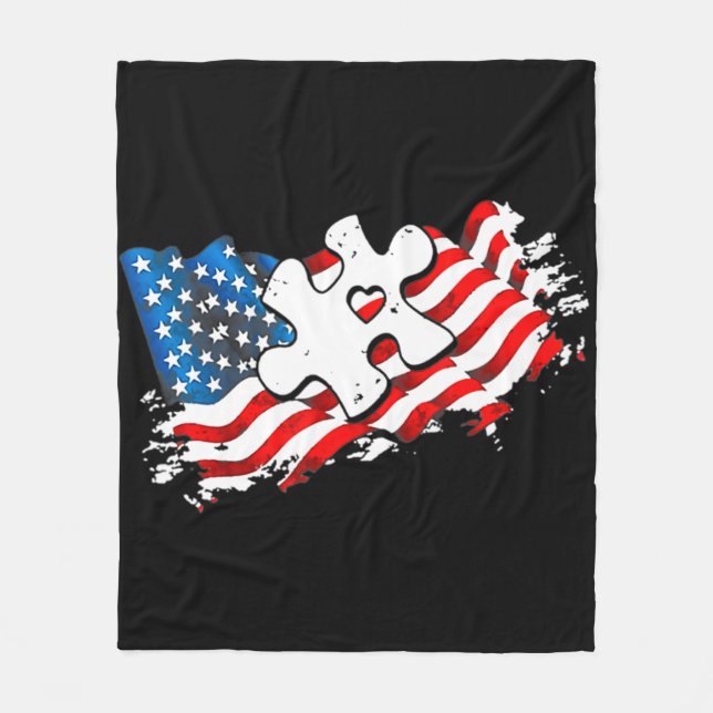 Manta Polar Autismo Bandera Americana Rompe Autismo Ayuda de C (Anverso)