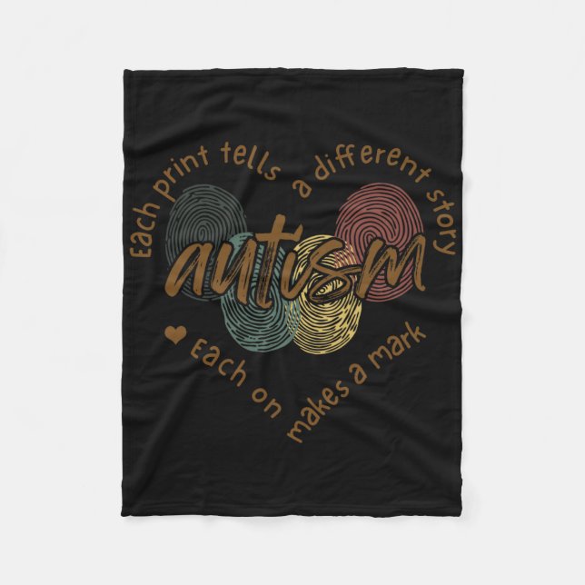 Manta Polar Autismo De Huellas Digitales Cada Impresión Dice U (Anverso)