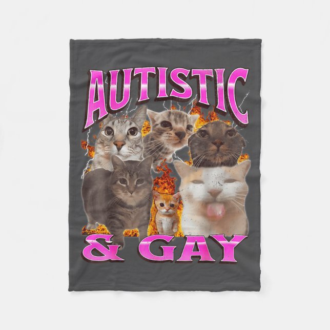 Manta Polar Autistic And Gay Funny Cat Meme Bootleg Graphic  (Anverso)