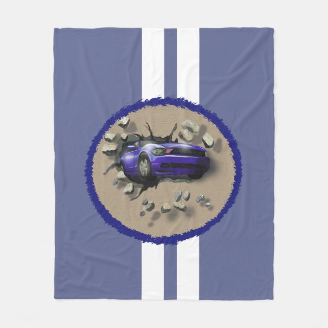 Manta Polar Auto azul que atraviesa la pared (Anverso)