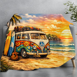 Manta Polar Autobús de Playa Hippie Retro Años 60 Atardecer | 