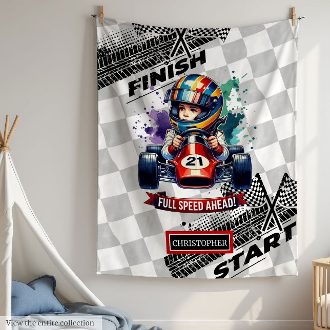 Manta Polar Autobús deportivo en negrita conduciendo niño pequ (Bold Blanket Sport Car Driving Little Boy)