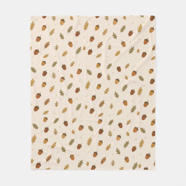 Manta Polar Autumn Acorn Pattern Throw Blanket (Anverso)