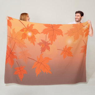 Manta Polar Autumn design with maple leaves and bokeh effect