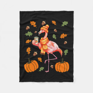 Manta Polar Autumn Flamingo Pumpkin Spice Latte Fall Leaves Th
