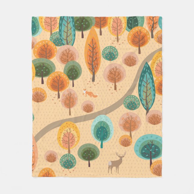 Manta Polar Autumn forest with abstract flat handdrawn trees a (Anverso)