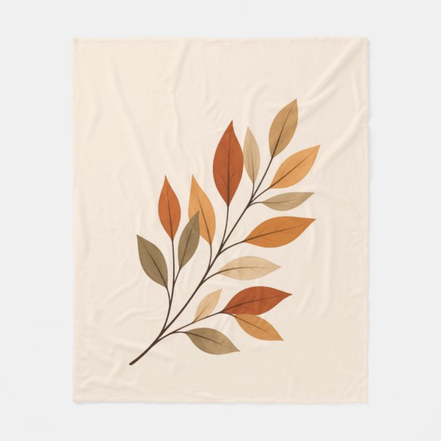 Manta Polar Autumn Leaves Branch Fleece Blanket | Minimal Fall (Anverso)