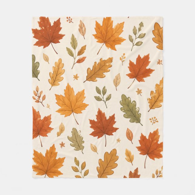 Manta Polar Autumn Leaves Throw Blanket  (Anverso)