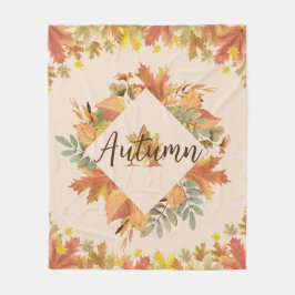 Manta Polar Autumn Maple Leaves Monograma Fleece Blanket
