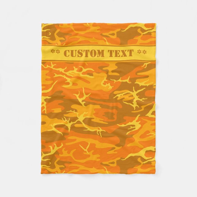 Manta Polar Autumn Naranja Camo con Personalizado Textos (Anverso)